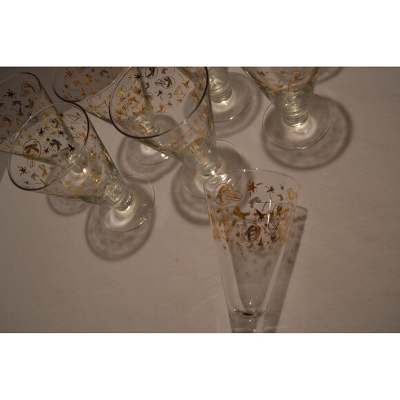 Mid Century K Monogram Kahlua Stars Atomic Sputnik Set of Eight - Picture 4 of 5